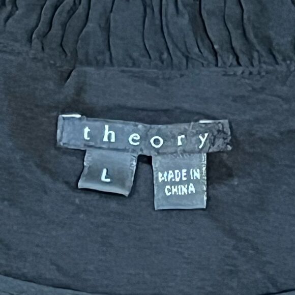 Theory Boho Black Ribbed Midi Sundress with Puff Sleeves size Large - Picture 2 of 6